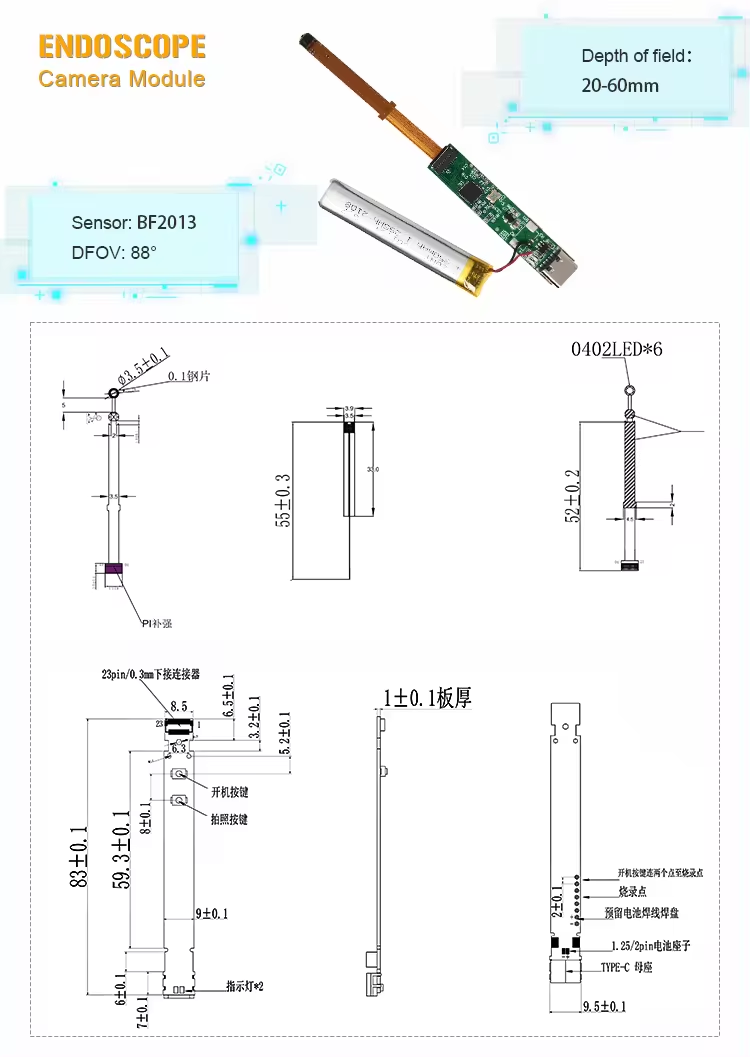 Mini endoscope camera module