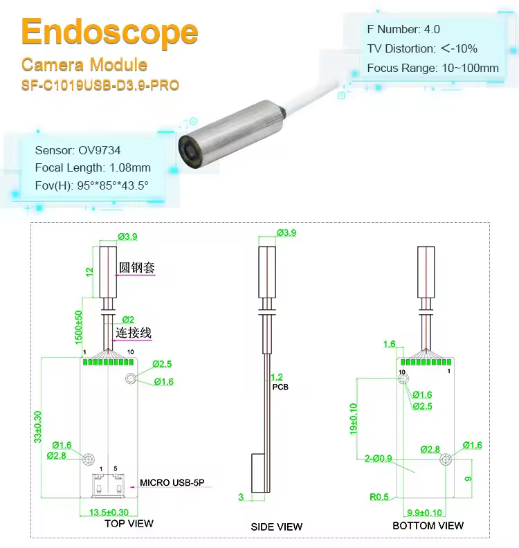 3.9 mm endoscope